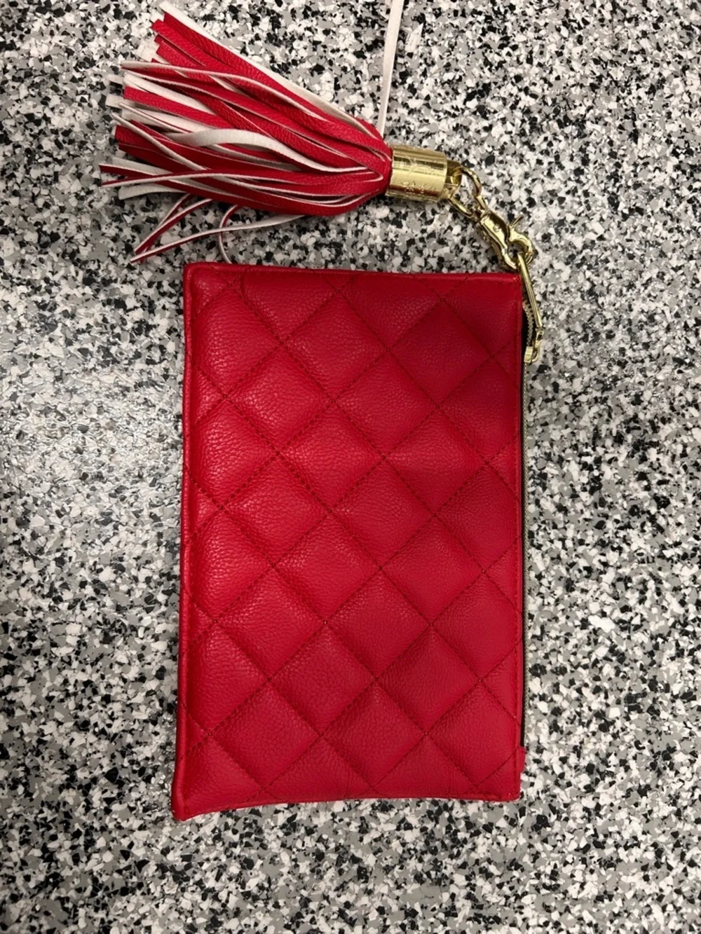 Betsey Johnson Quilted Red Wristlet with Tassel Accent